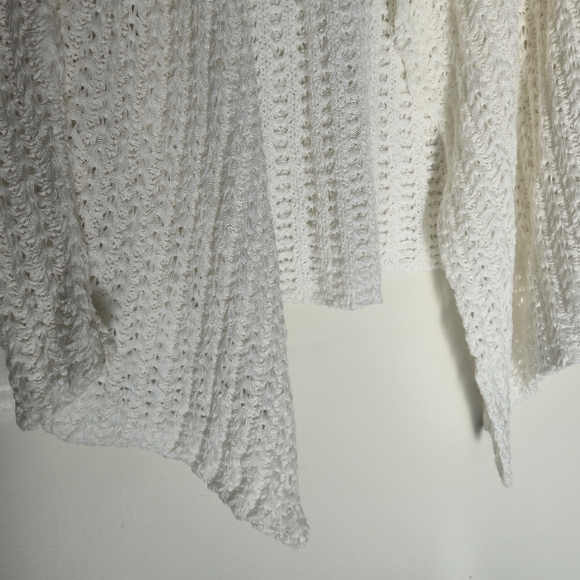 Unbranded Sz M/L White Open Knit Waterfall Cardigan Coastal Boho Ethereal Layer - Picture 2 of 15